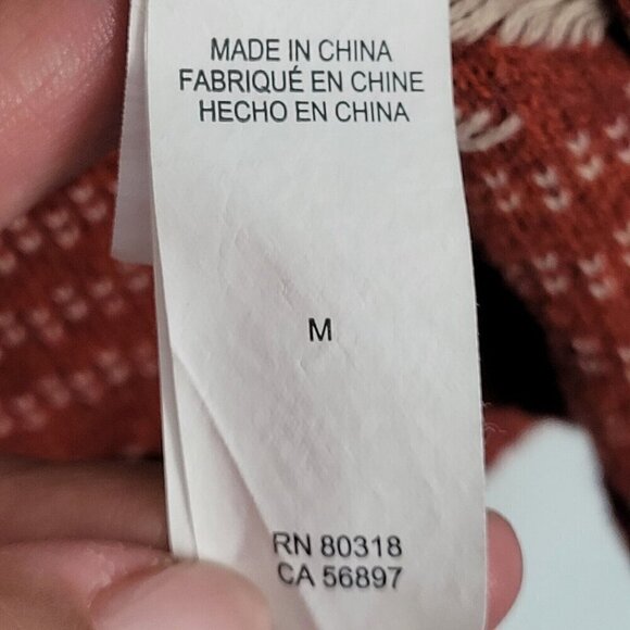 Lucky Brand Sz Med Aztec Tribal Knit Open Front Cardigan Sweater Heavyweight - Picture 7 of 8